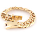 New Style Gold Jewelry Stainless Steel Jewelry Thick Gold Double Buckle Six-sided Bracelet Casting Clasp